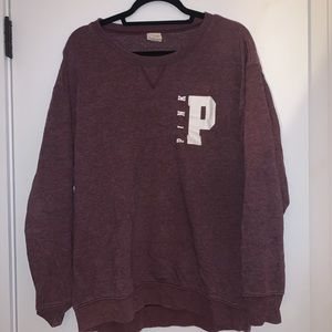 PINK Burgundy Oversized Crew Neck Sweatshirt